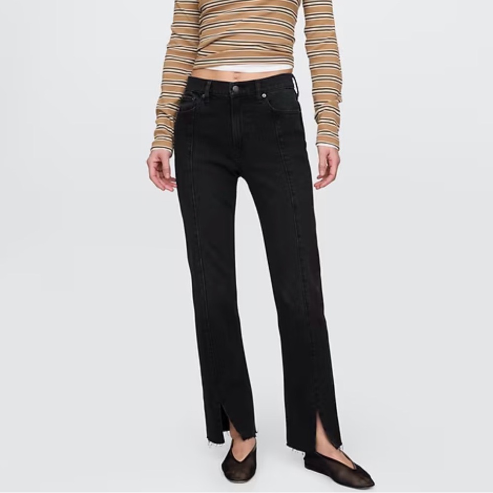 Gap High Rise Split-Hem '90s Slim Straight Jeans Black 28/6